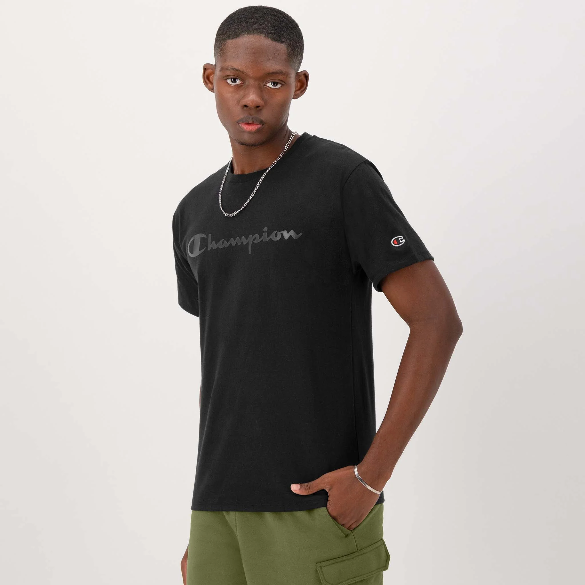 Classic Graphic T-Shirt, Tonal Script Logo - Image 2