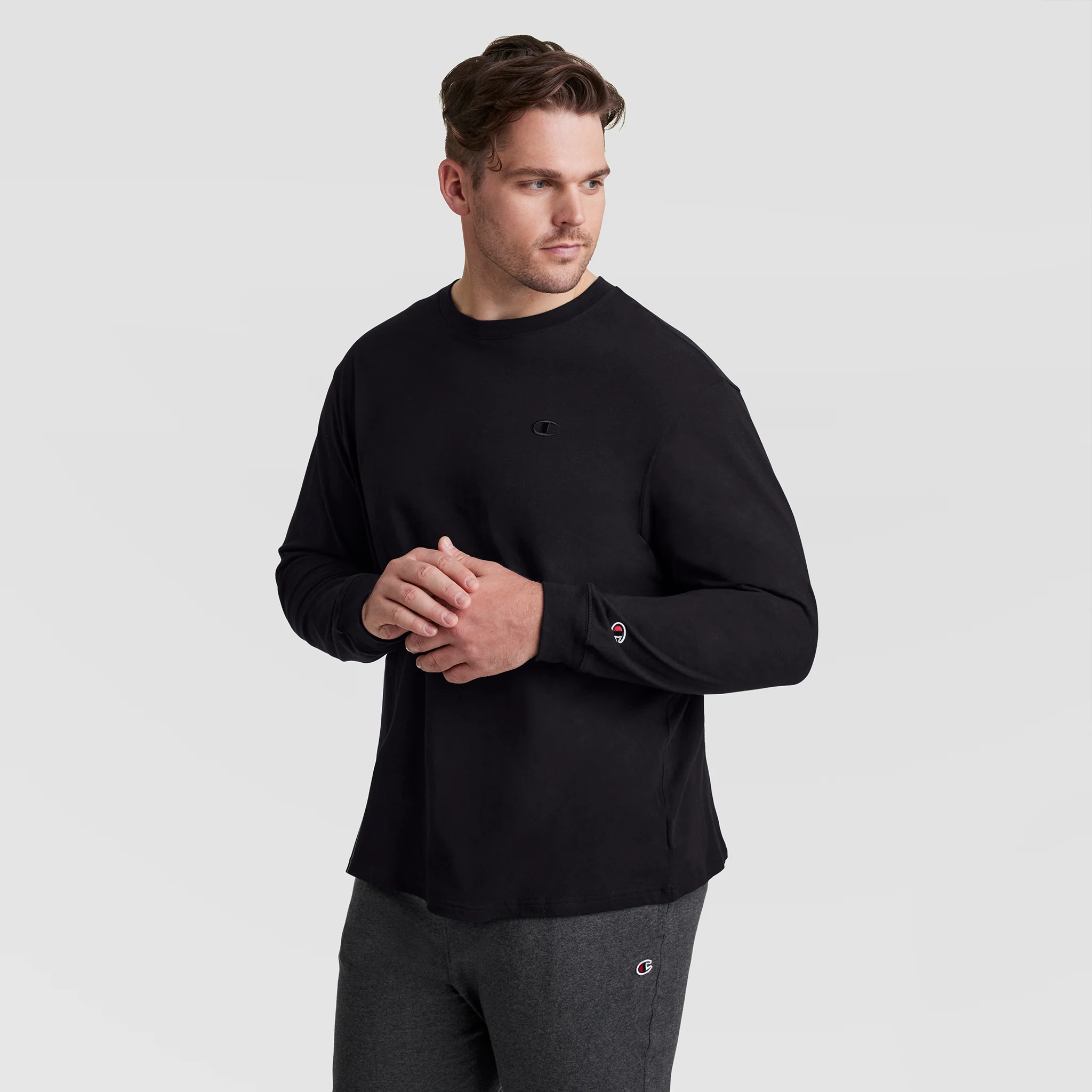 Classic Long Sleeve T-Shirt, Embroidered C Logo - Big & Tall - Image 2