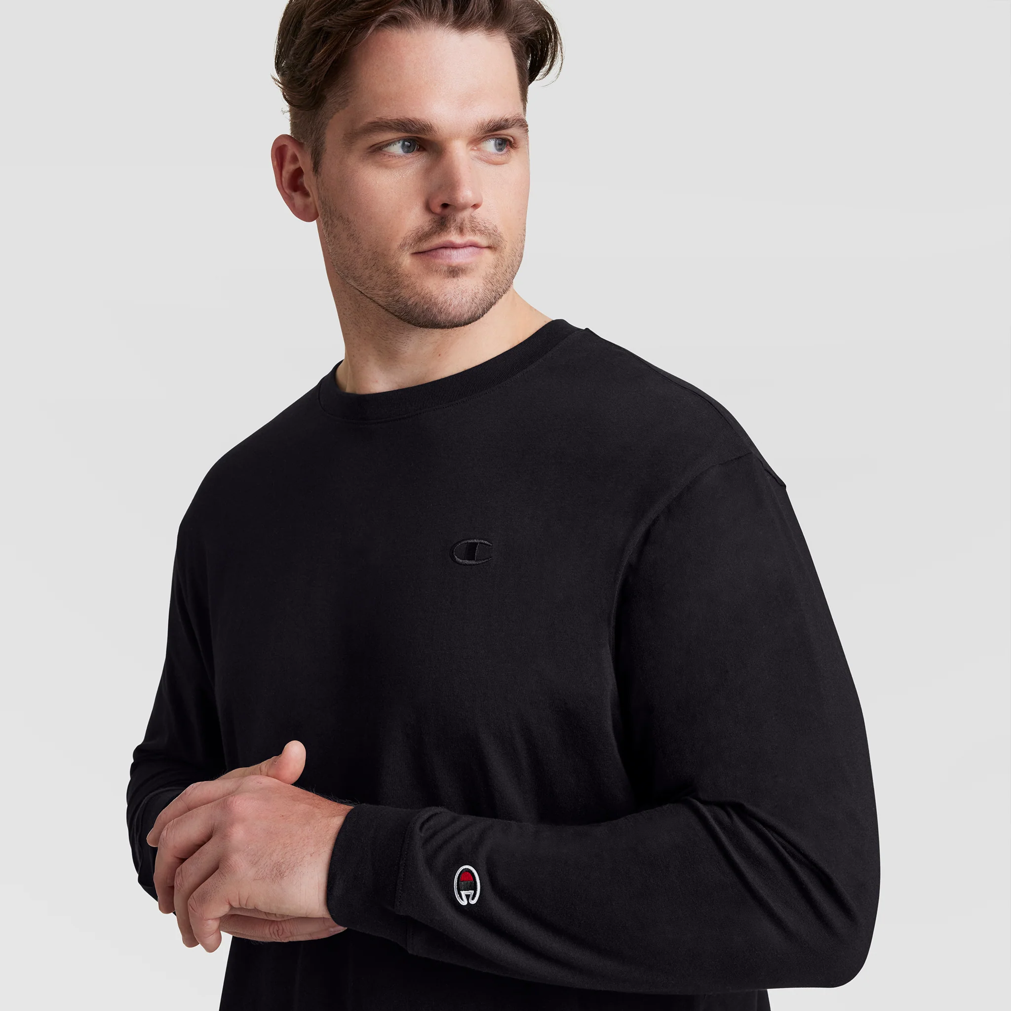 Classic Long Sleeve T-Shirt, Embroidered C Logo - Big & Tall - Image 4