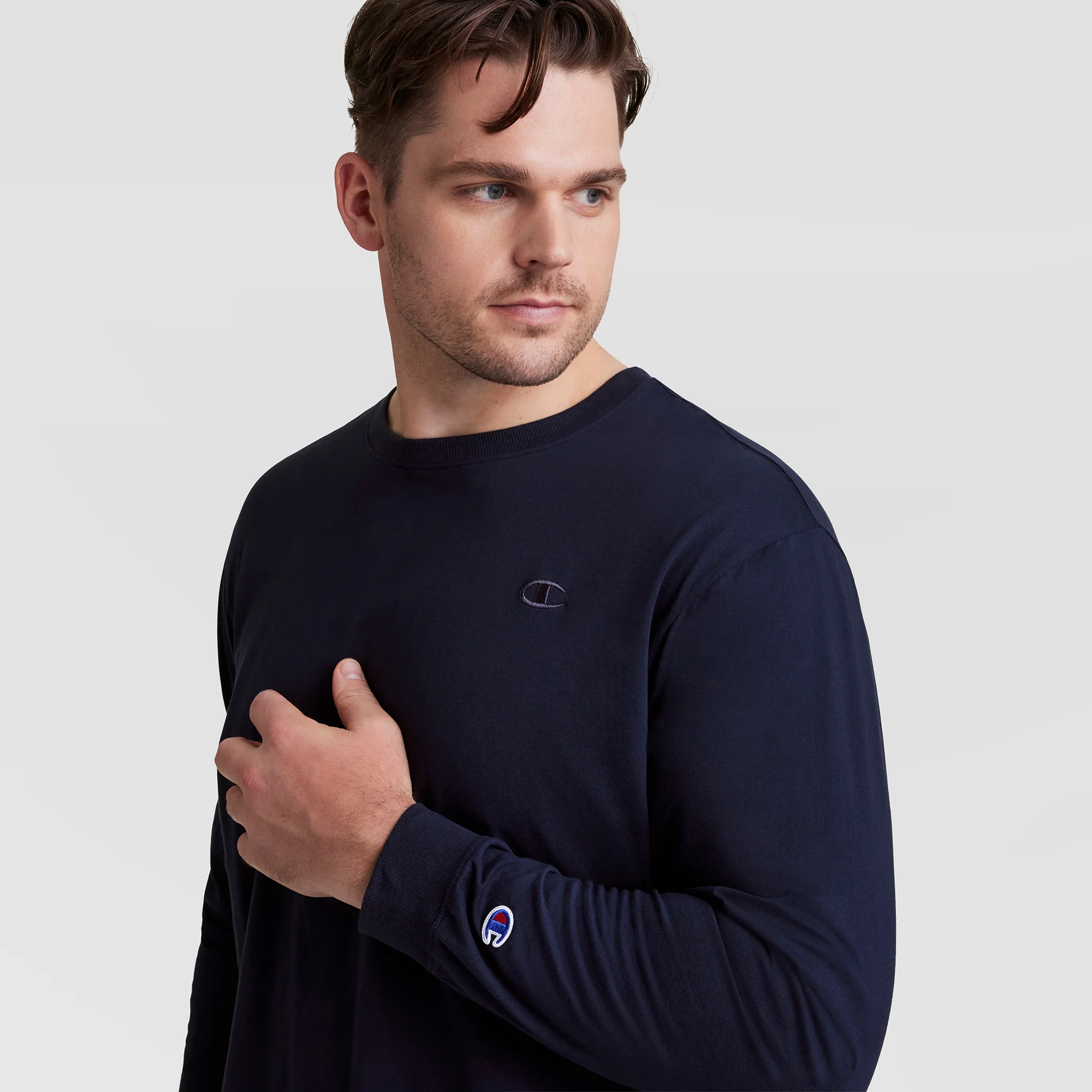 Classic Long Sleeve T-Shirt, Embroidered C Logo - Big & Tall - Image 3