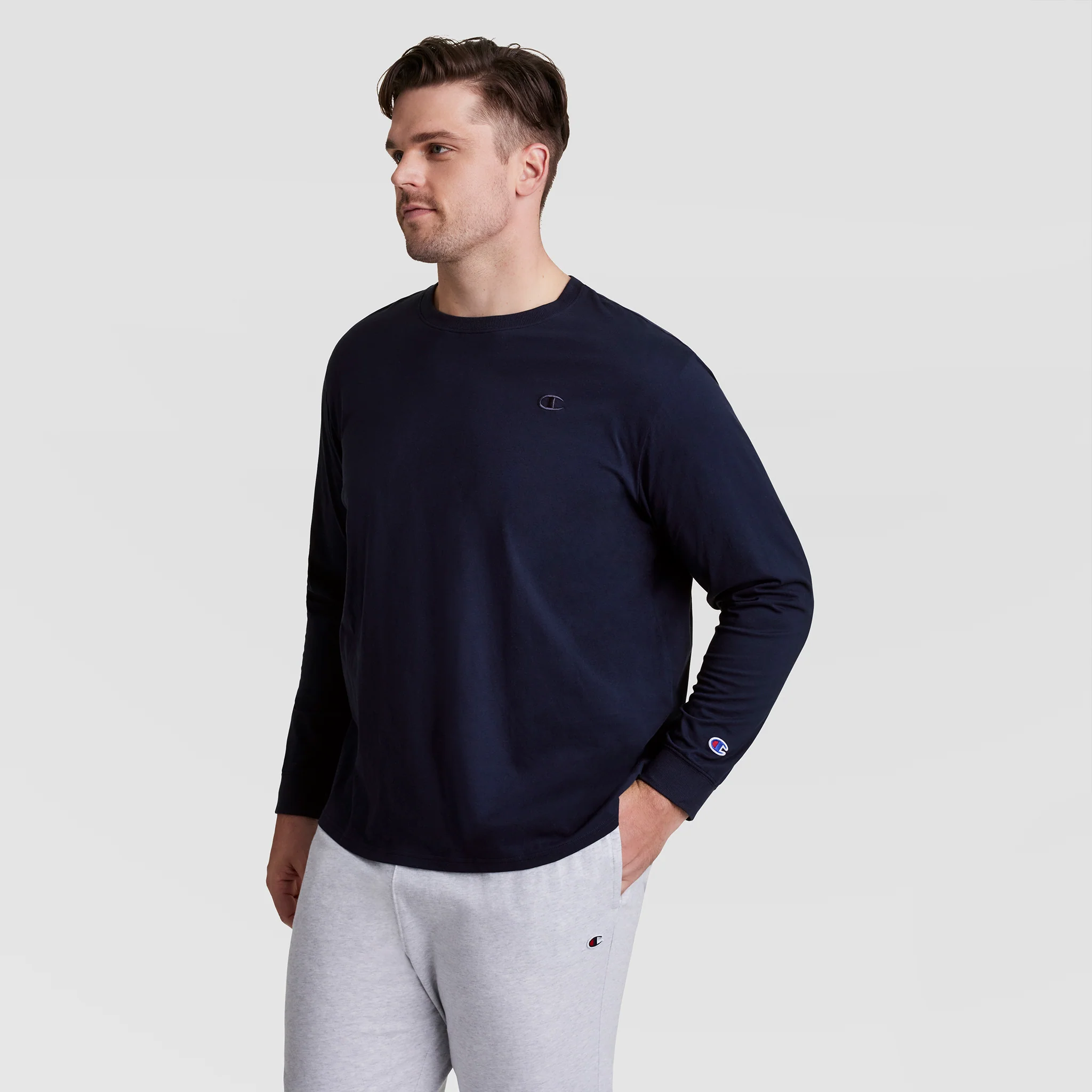 Classic Long Sleeve T-Shirt, Embroidered C Logo - Big & Tall - Image 4