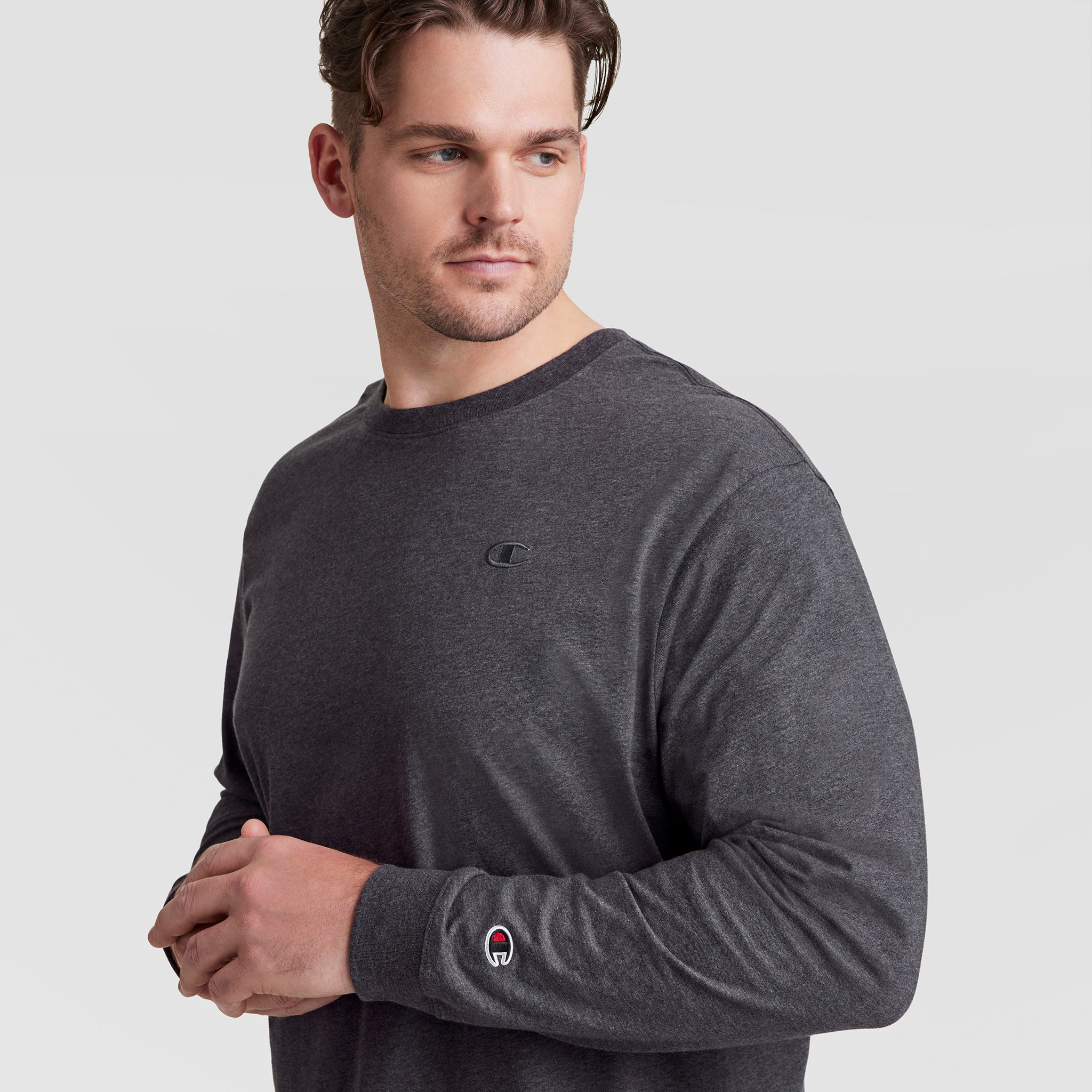 Classic Long Sleeve T-Shirt, Embroidered C Logo - Big & Tall - Image 3