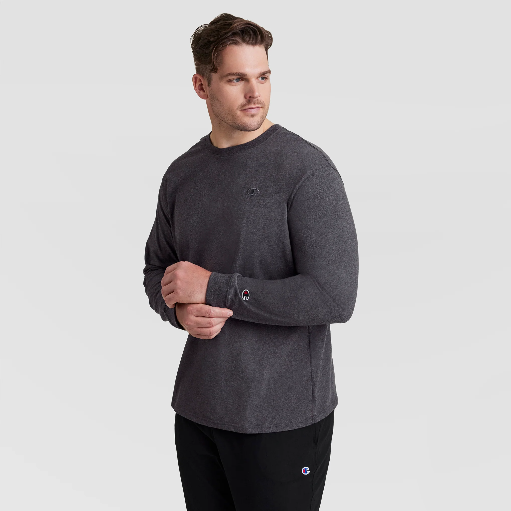 Classic Long Sleeve T-Shirt, Embroidered C Logo - Big & Tall - Image 4