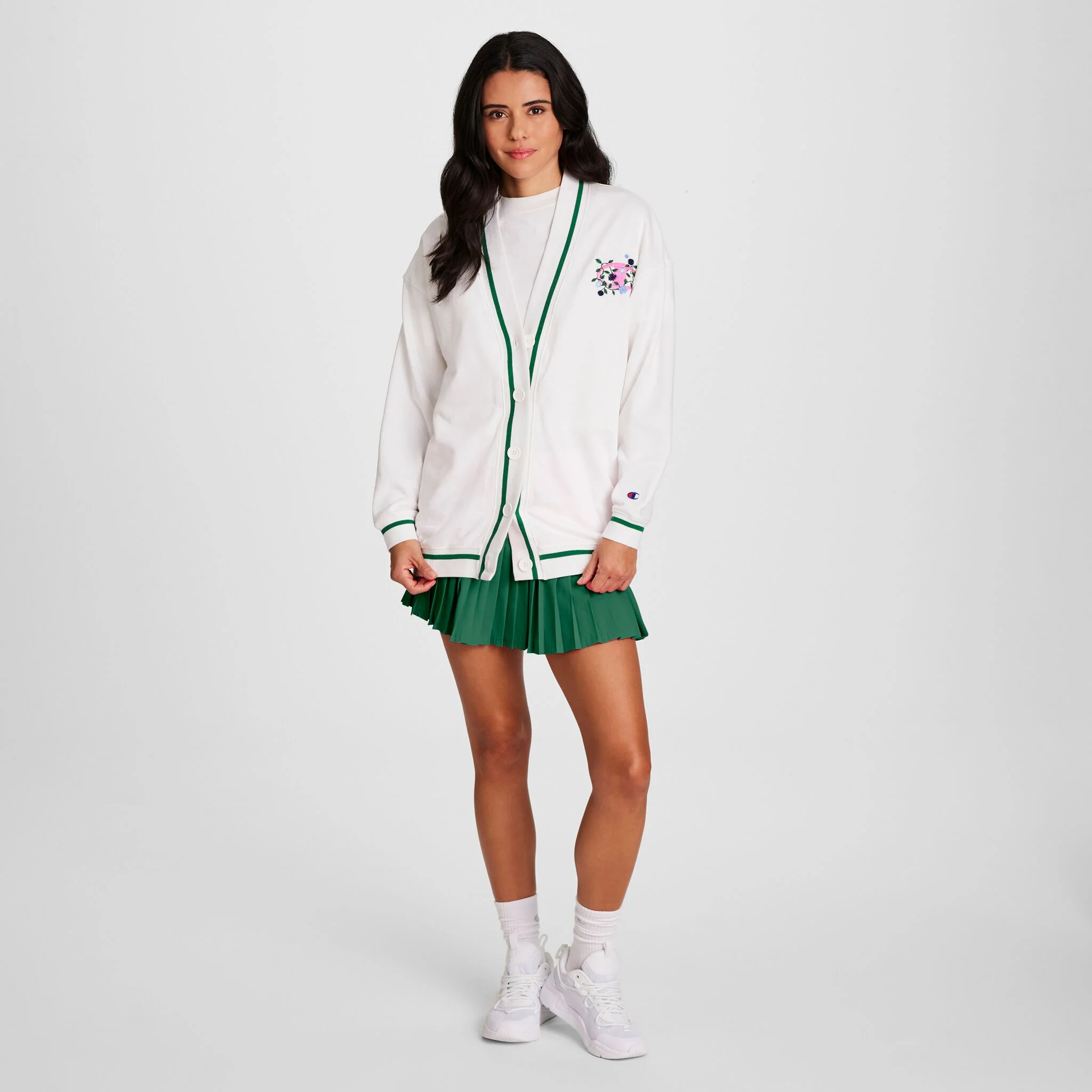 Country Club Cardigan, Embroidered Floral "C" Logo - Image 5
