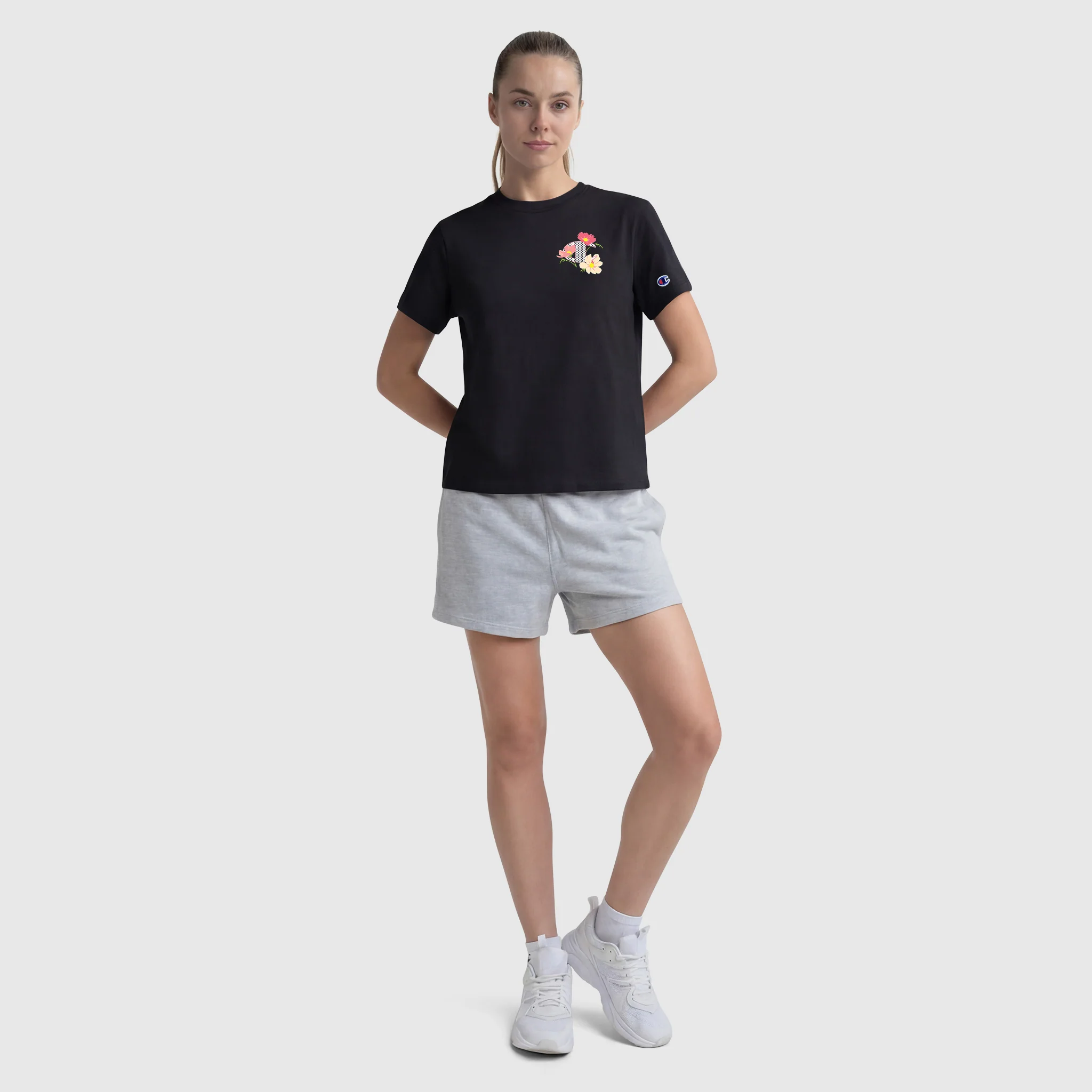 Floral Mesh "C" Graphic T-Shirt, C  Logo - Image 5