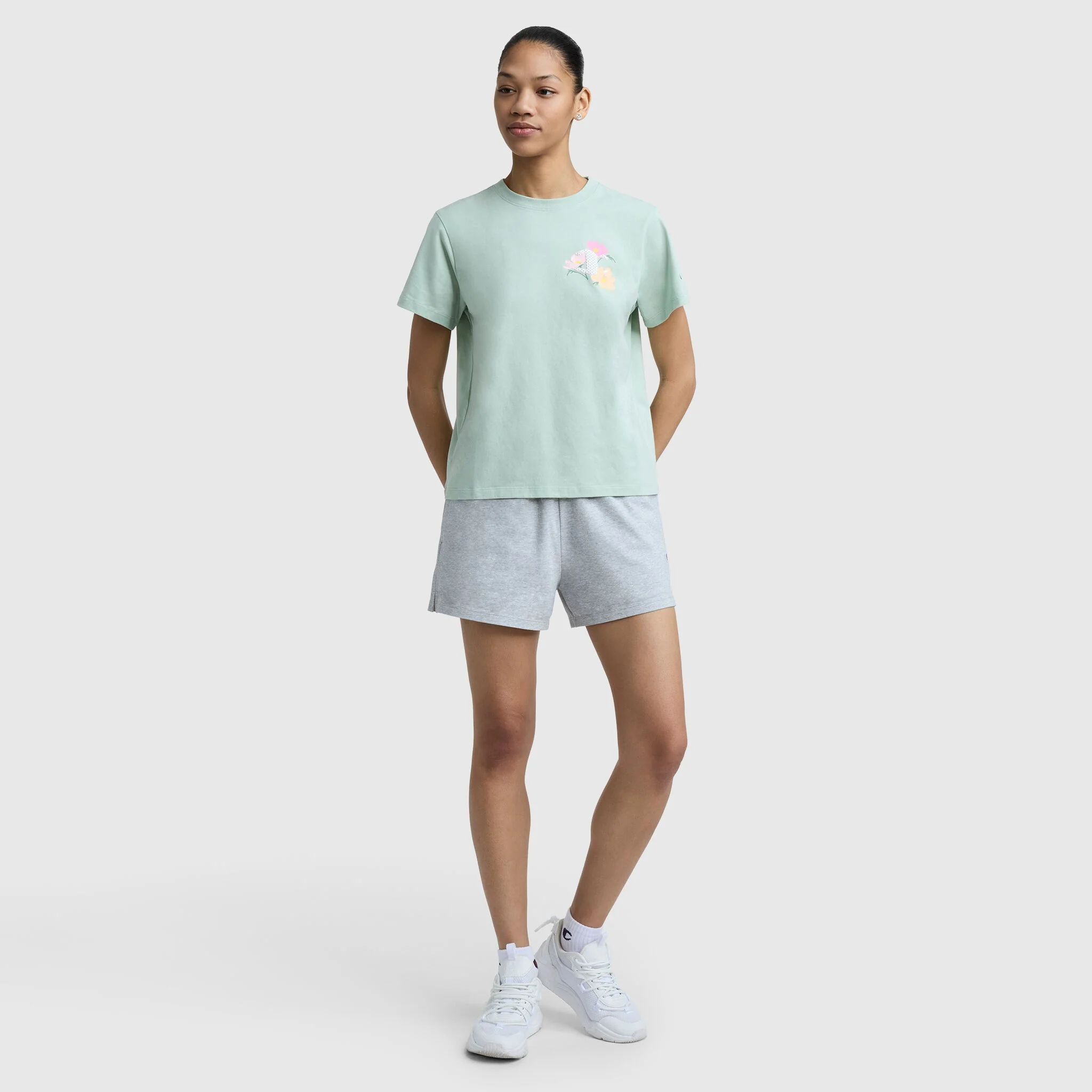 Floral Mesh "C" Graphic T-Shirt, C  Logo - Image 5