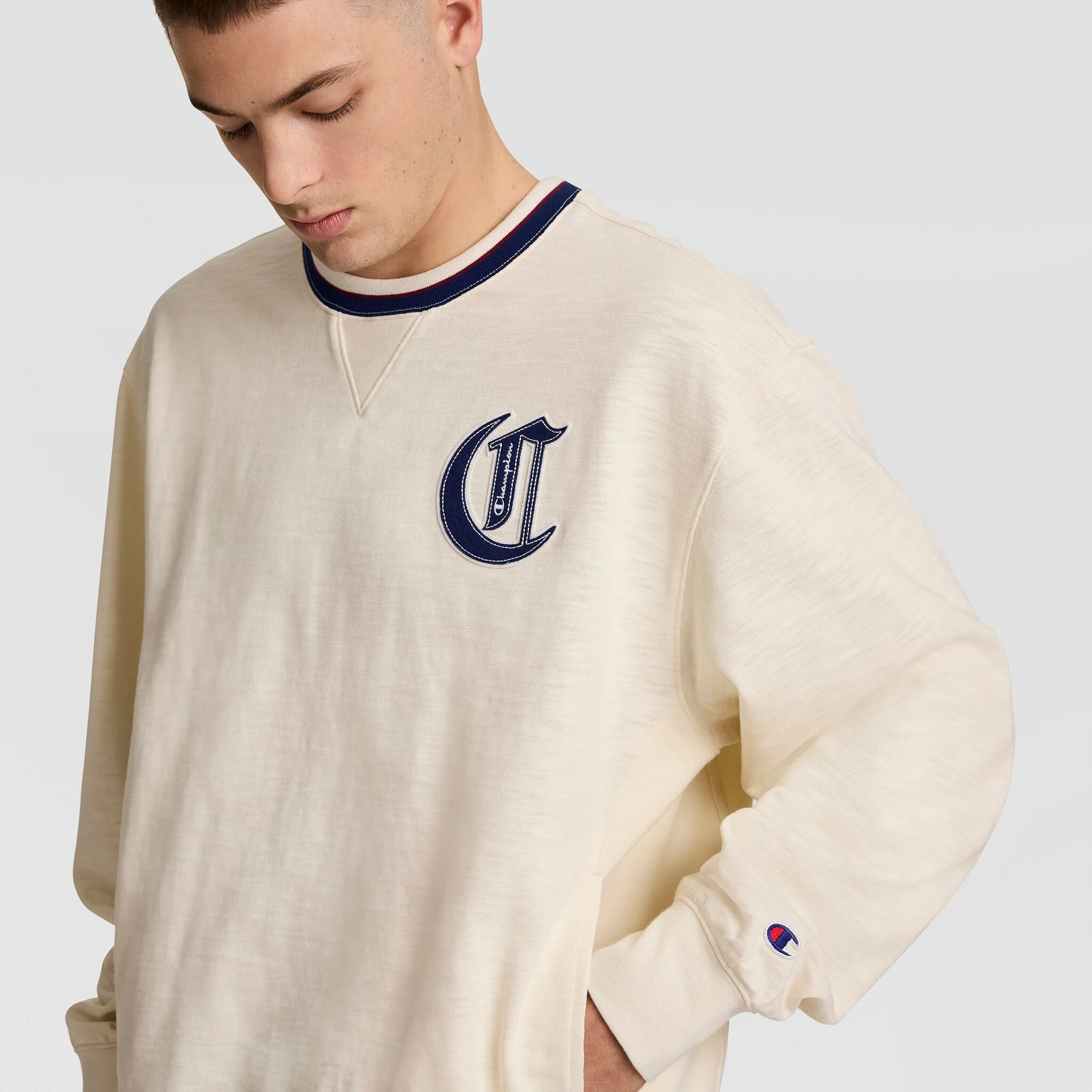 Modern Retro Washed Crew Sweatshirt, C Logo - Image 3