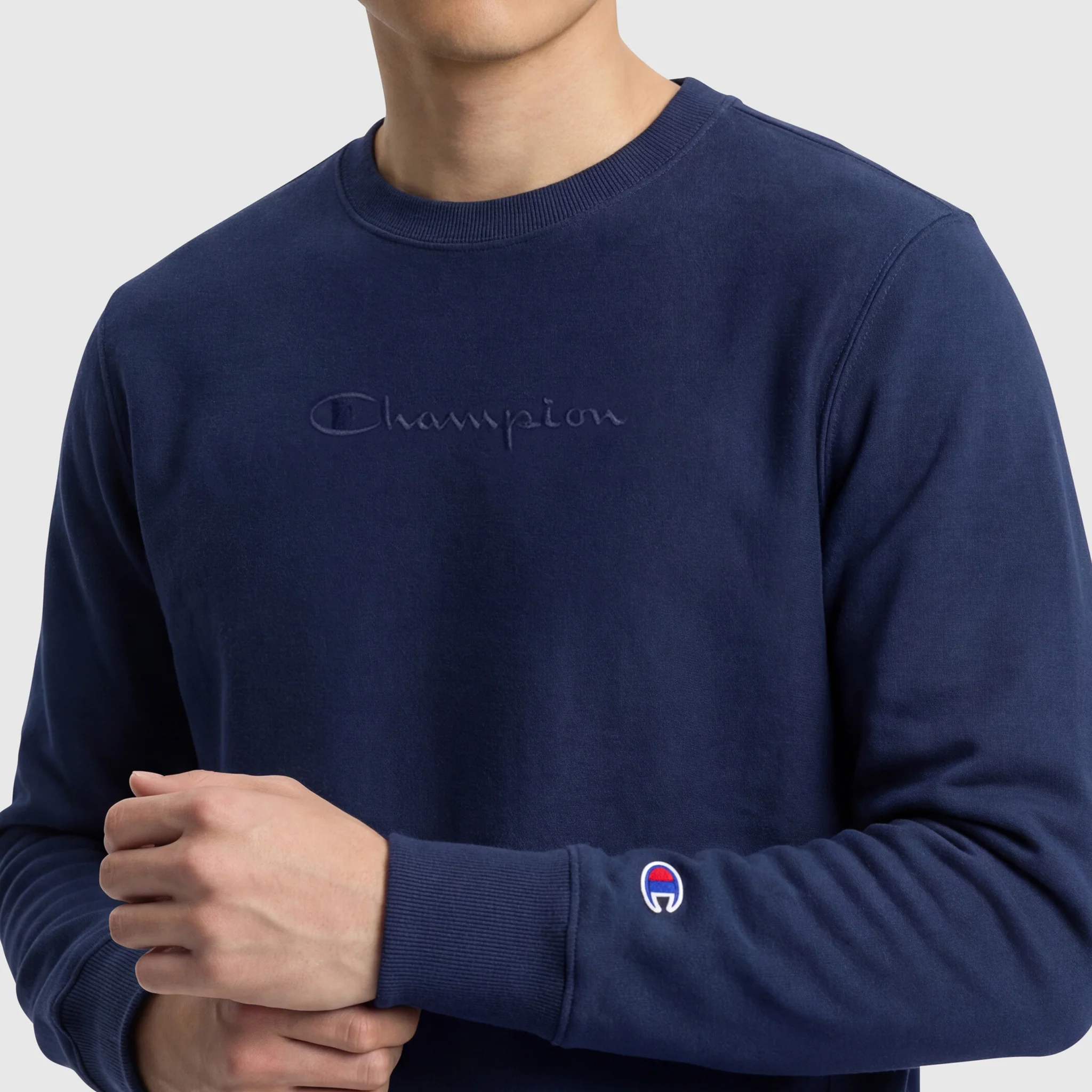 Powerblend Crewneck Sweatshirt, Tonal Script Logo - Image 4