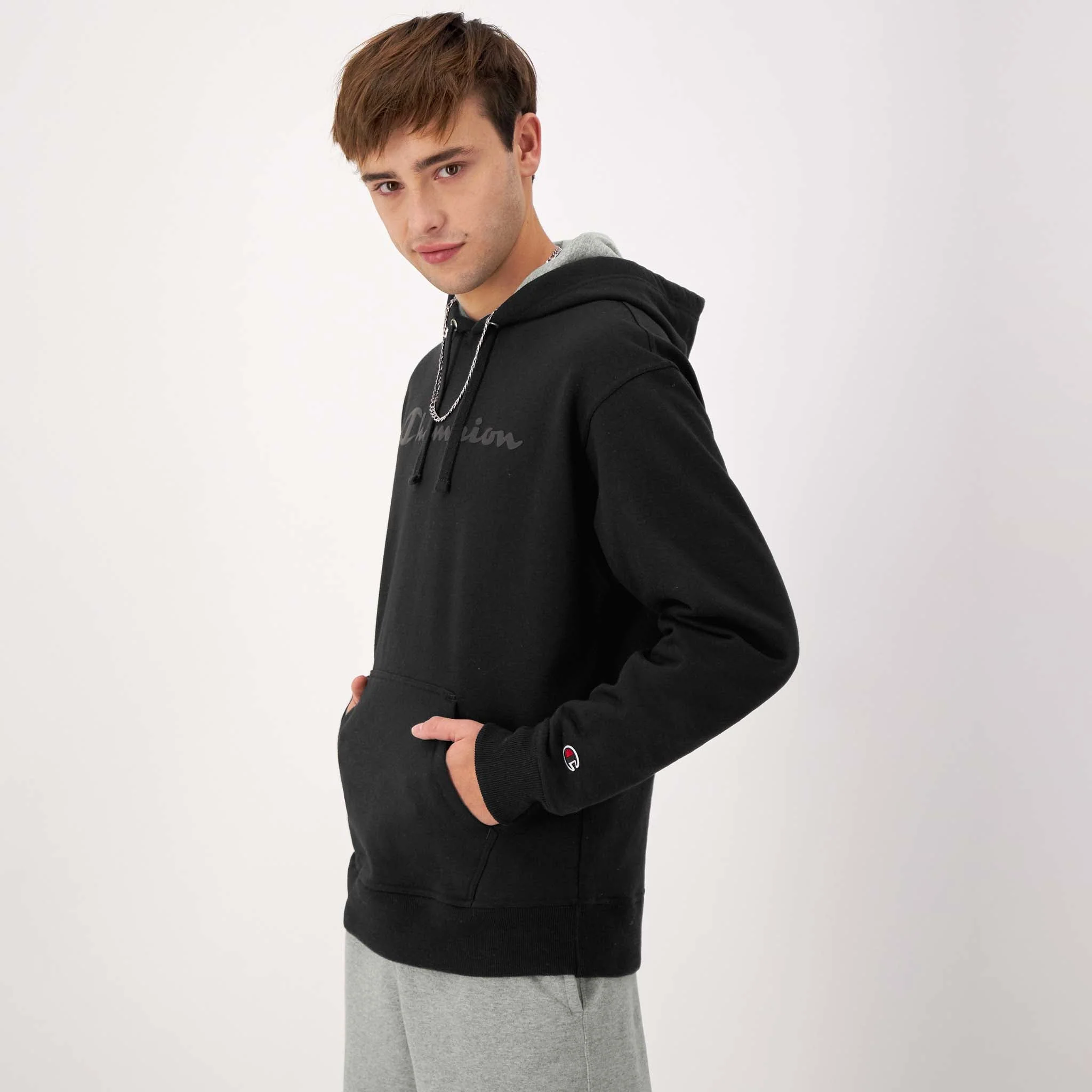 Powerblend Hoodie, Tonal Script Logo - Image 2
