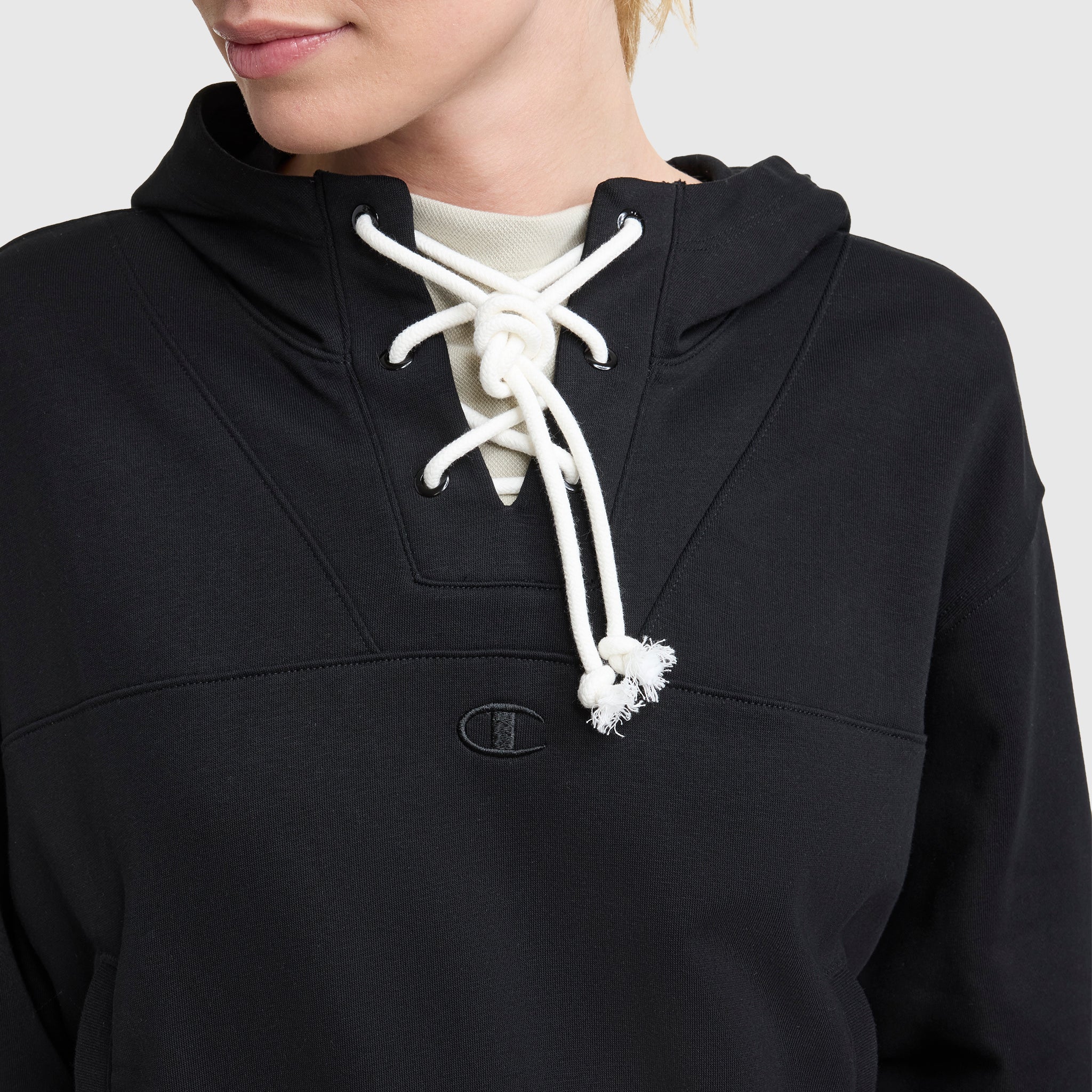 Tackle Lace Front Hoodie, Tonal Embroidered C Logo - Image 5
