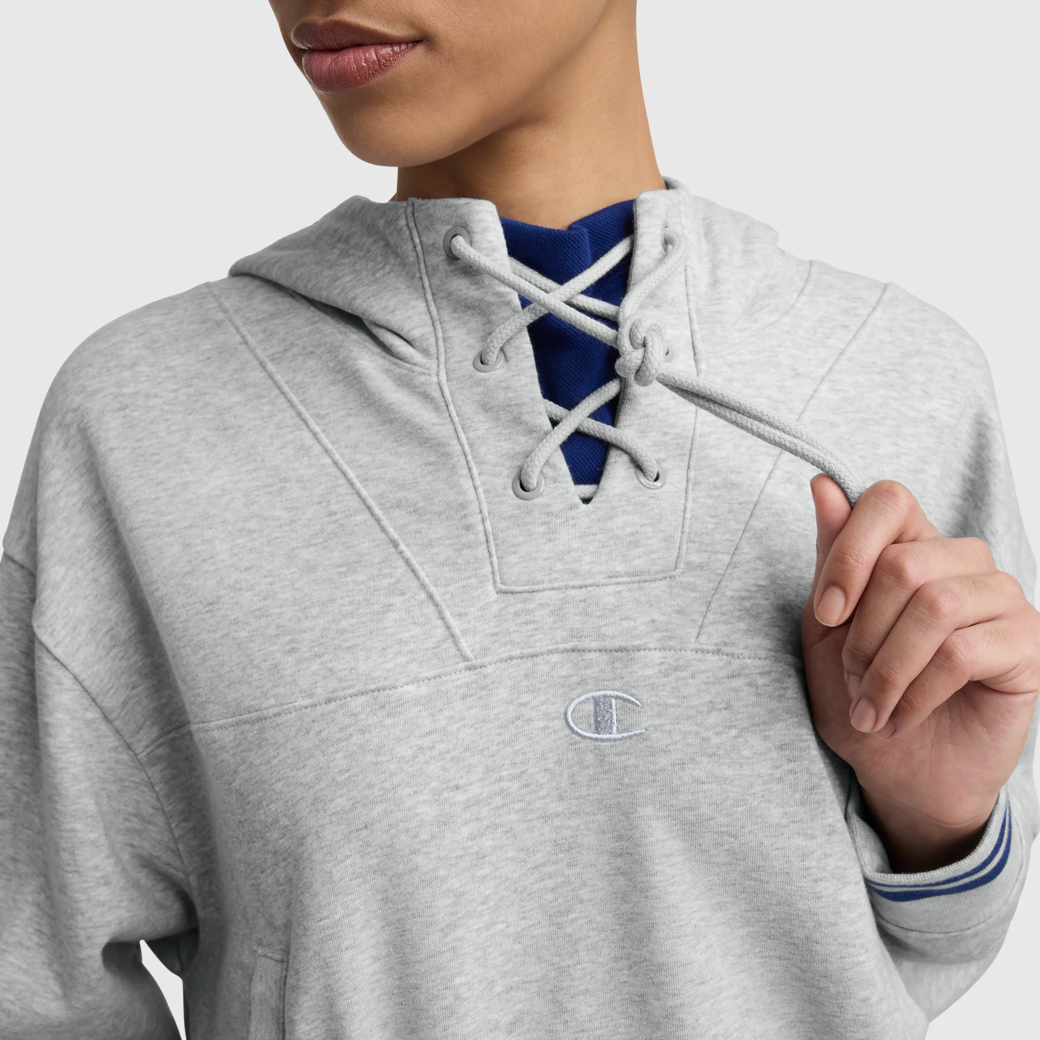 Tackle Lace Front Hoodie, Tonal Embroidered C Logo - Image 5