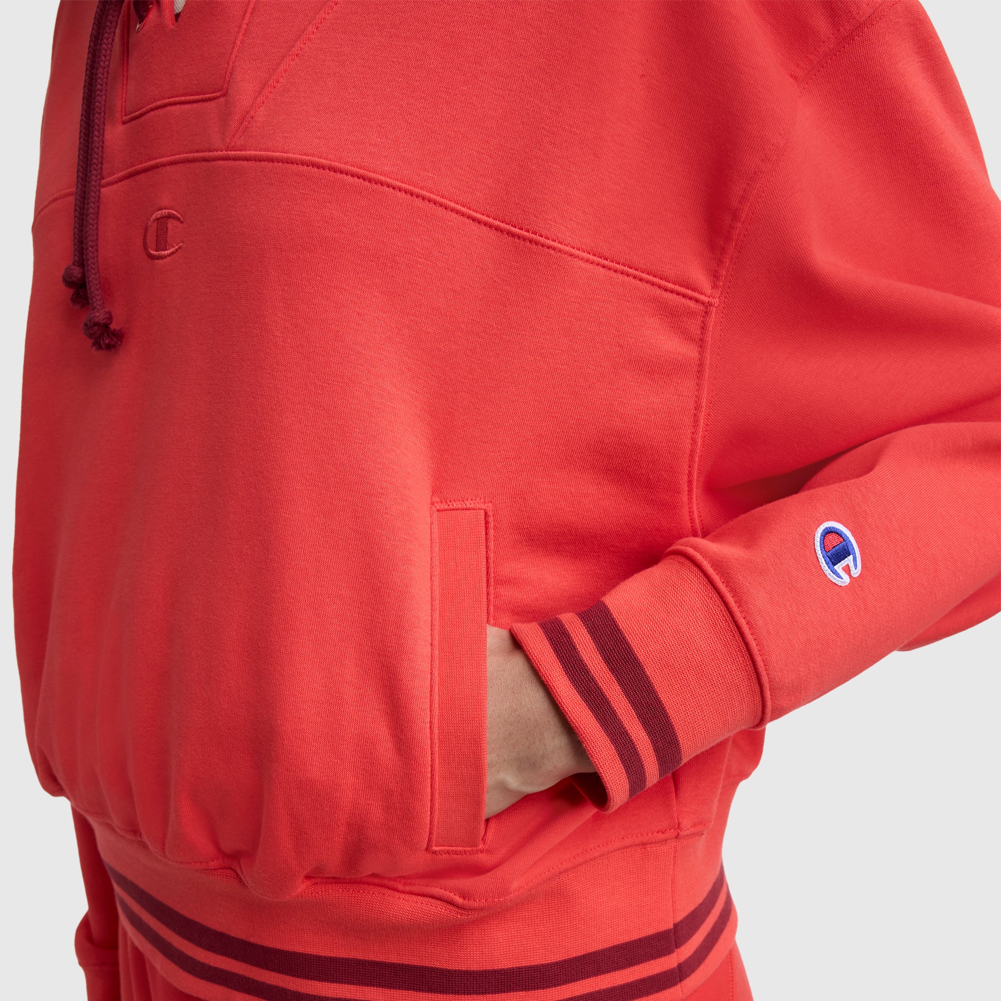 Tackle Lace Front Hoodie, Tonal Embroidered C Logo - Image 4