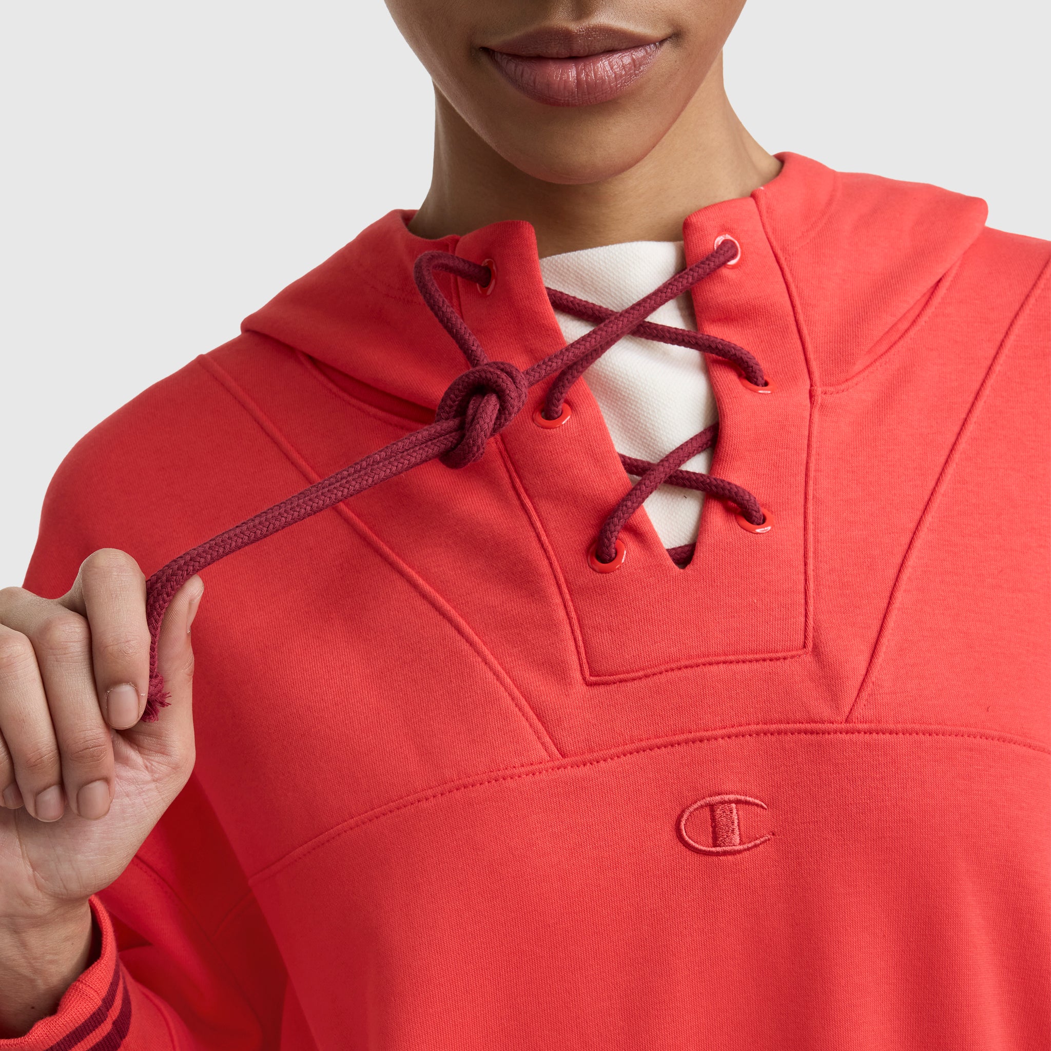 Tackle Lace Front Hoodie, Tonal Embroidered C Logo - Image 5