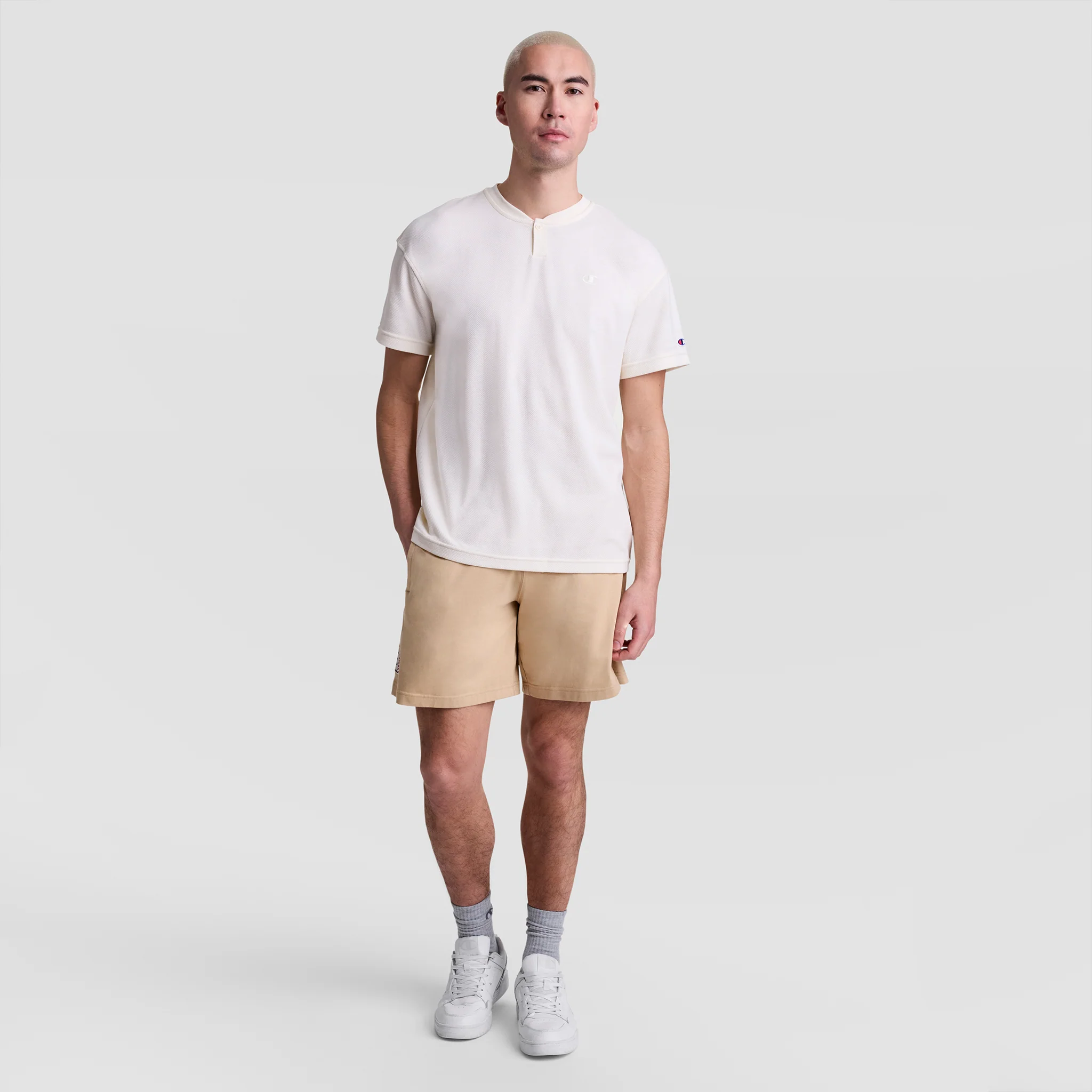 Textured Henley, Tonal Embroidered C Logo - Image 5